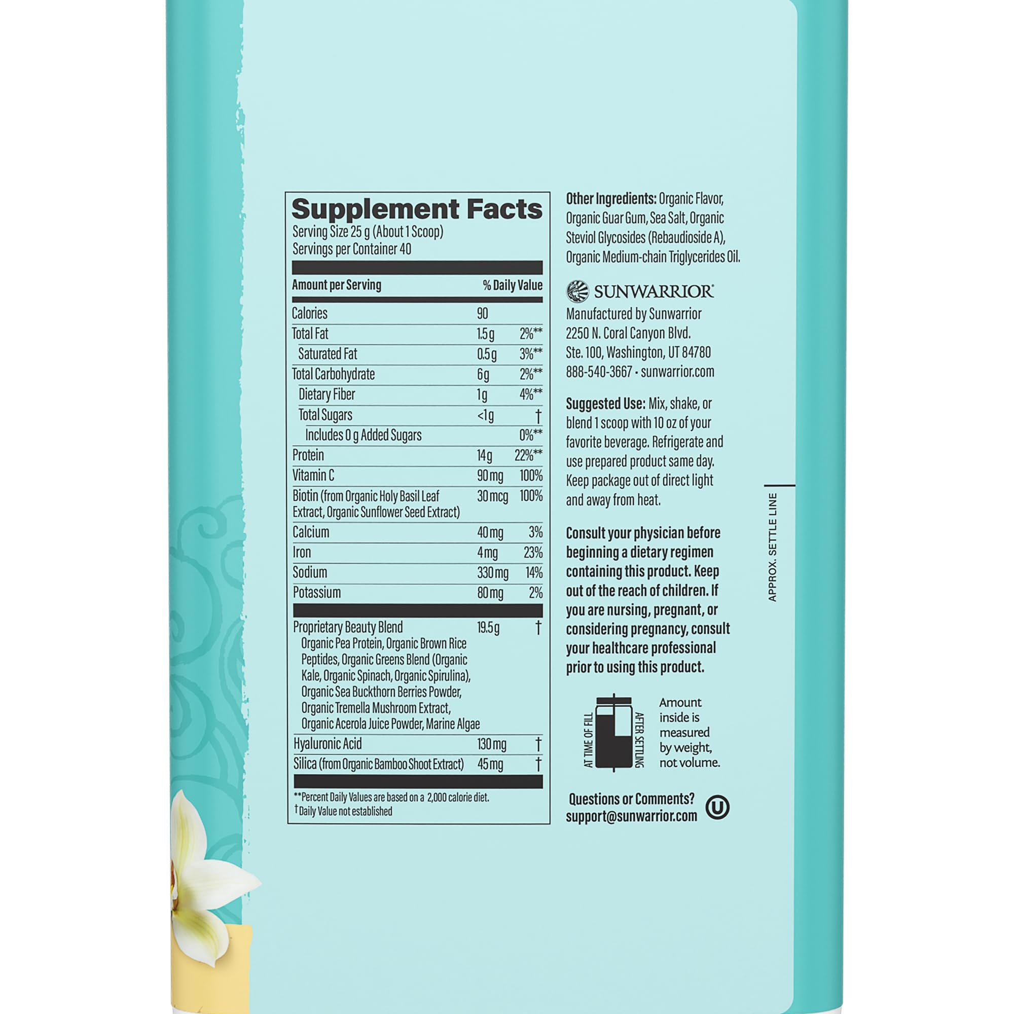 Sunwarrior Collagen Building Protein Peptides 998g side view