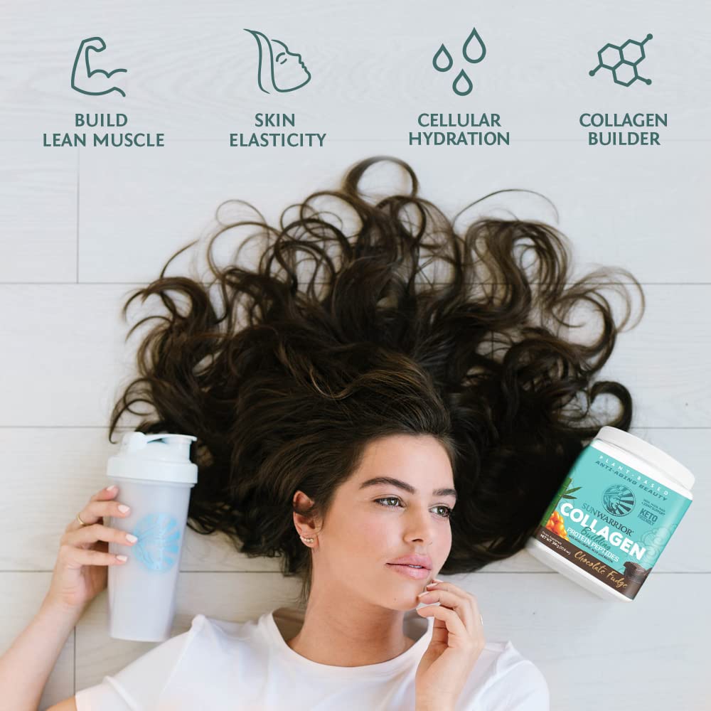 Sunwarrior Collagen Building Protein Peptides mixed in a glass