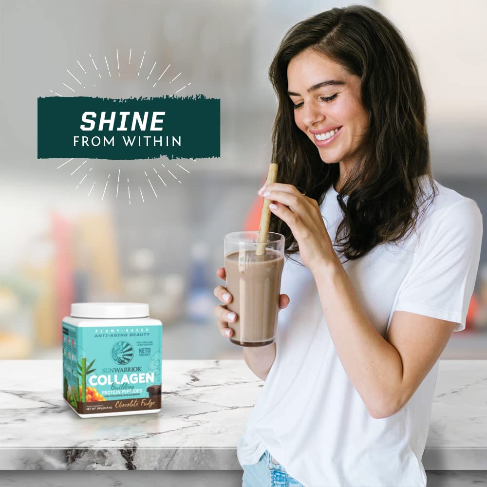 Sunwarrior Collagen Building Protein Peptides with a measuring scoop