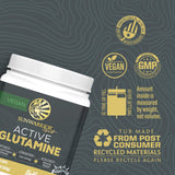Sunwarrior L-Glutamine Powder 499g scoop next to powder