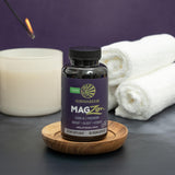 Sunwarrior Magnesium Capsules on a wooden table