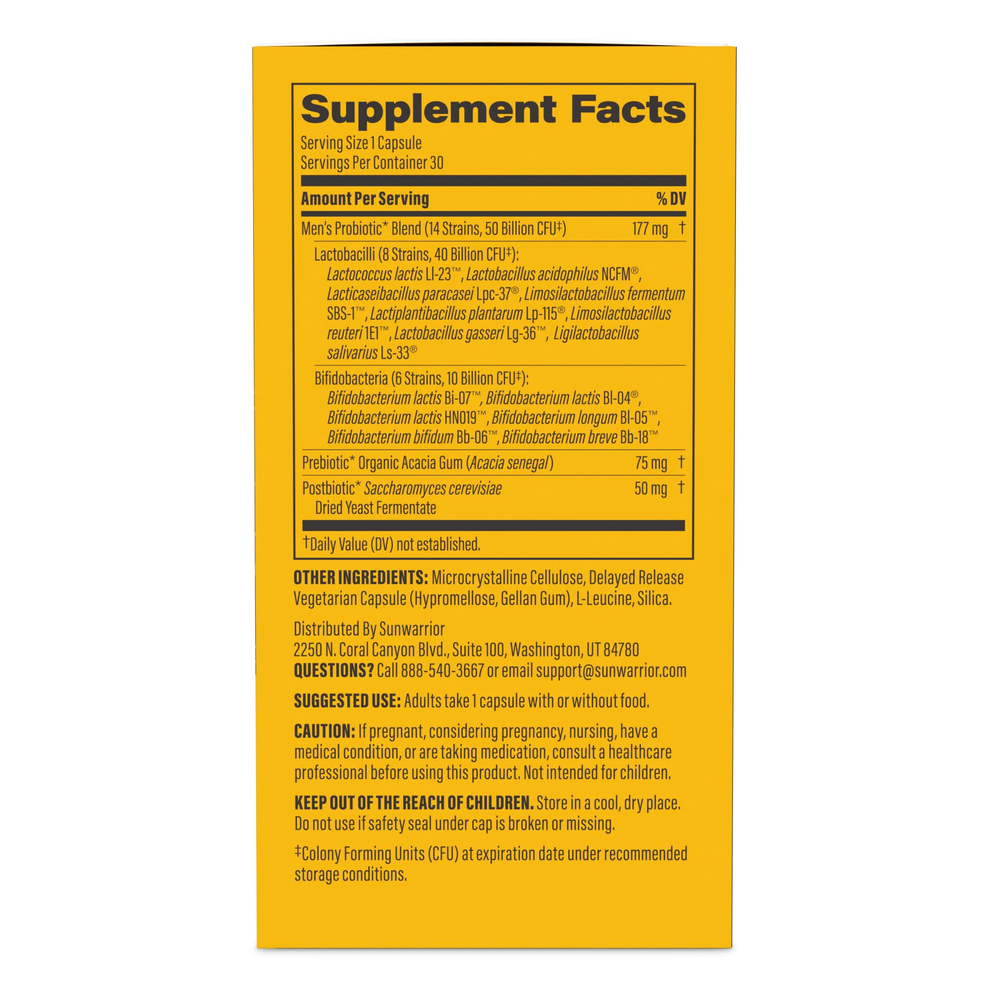 Sunwarrior Men's Probiotic 50 Billion CFU side view