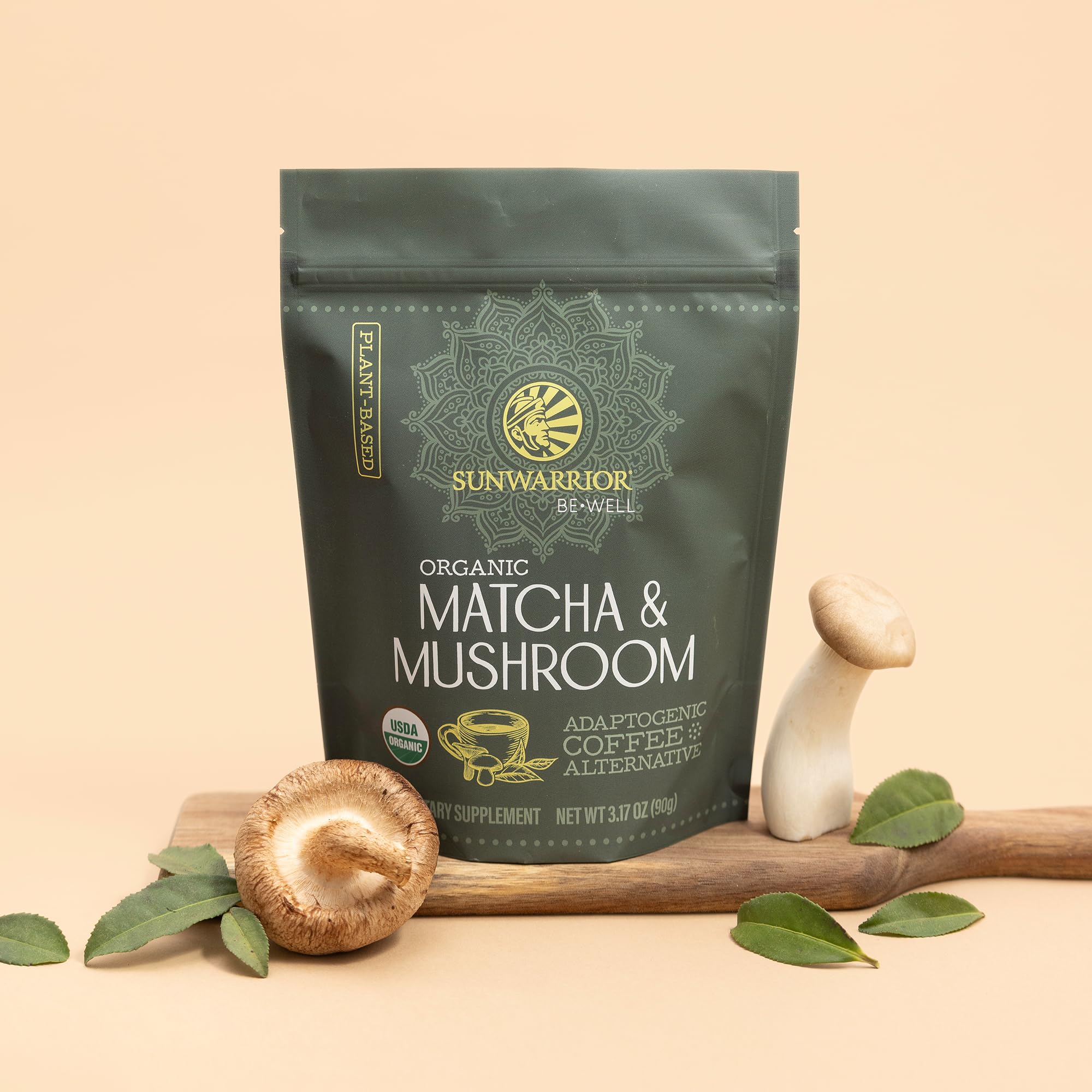 Sunwarrior Mushroom & Matcha Blend ingredients close-up