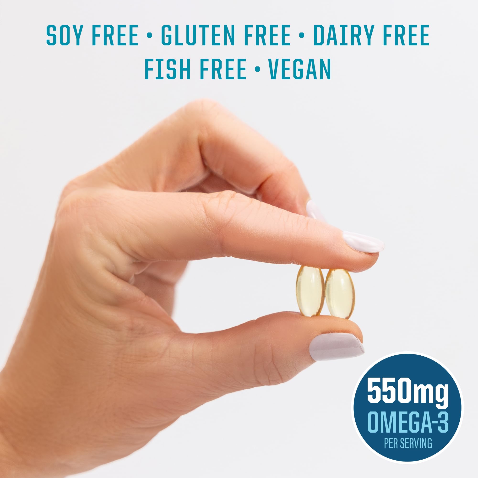 Sunwarrior Omega-3 Algae Oil Softgels with softgel close-up