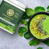 Sunwarrior Ormus SuperGreens Mint on a kitchen counter
