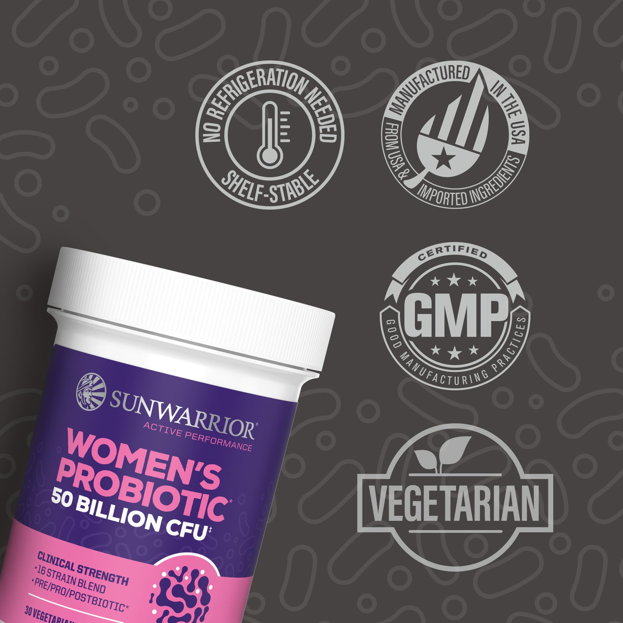 Sunwarrior Probiotic for Women 50 Billion CFU capsule close-up