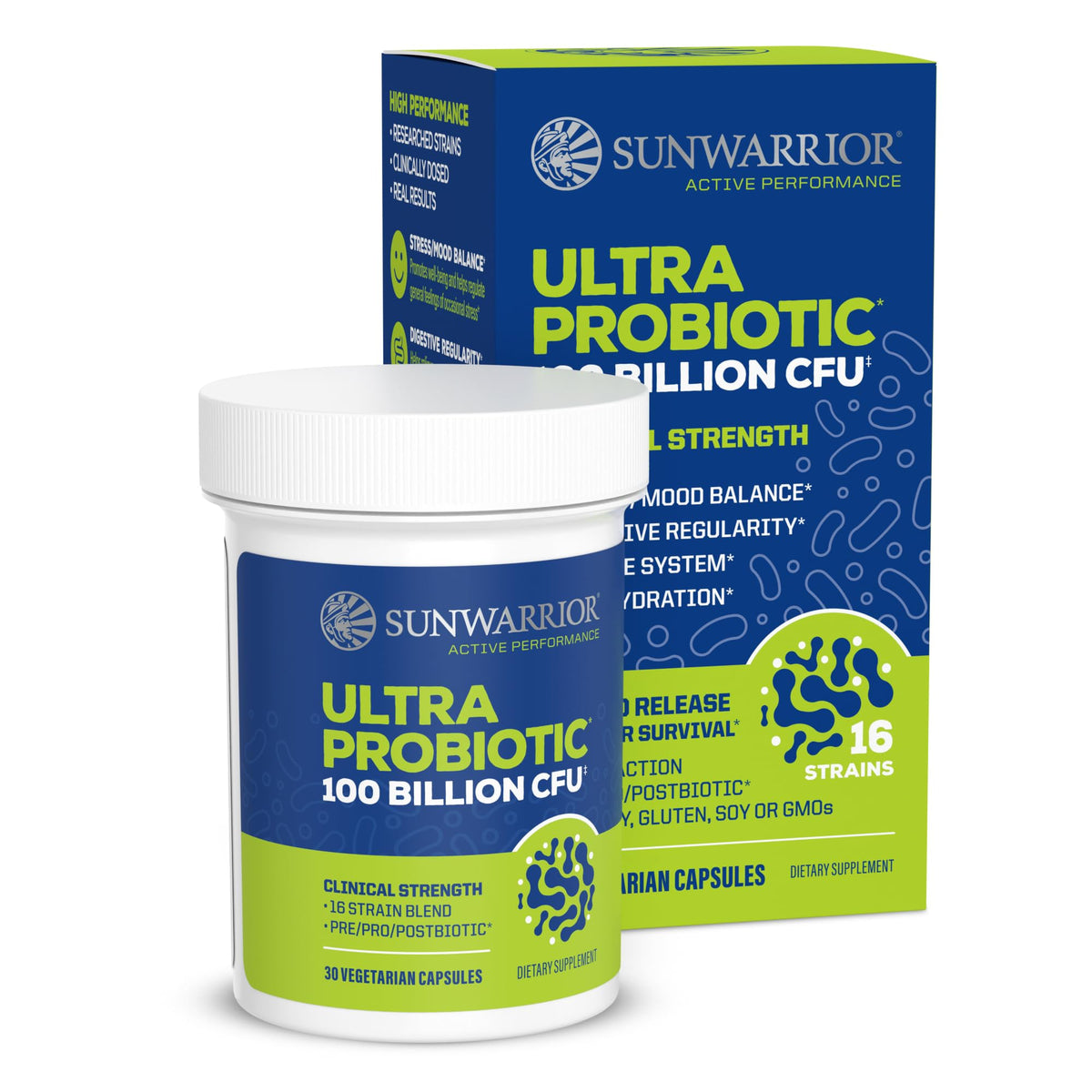 Sunwarrior Probiotics 100 Billion CFU 16-Strain Formula front view