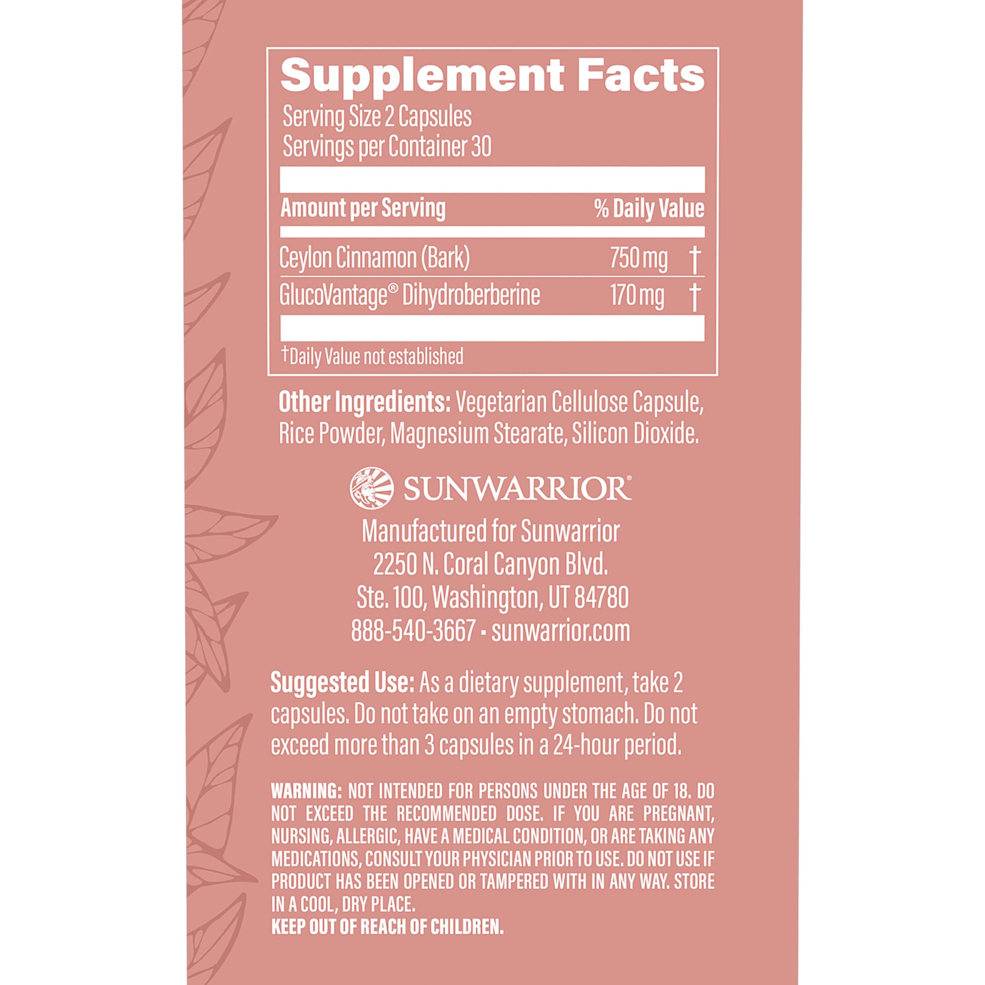 Sunwarrior Shape Berberine bottle with Ceylon cinnamon