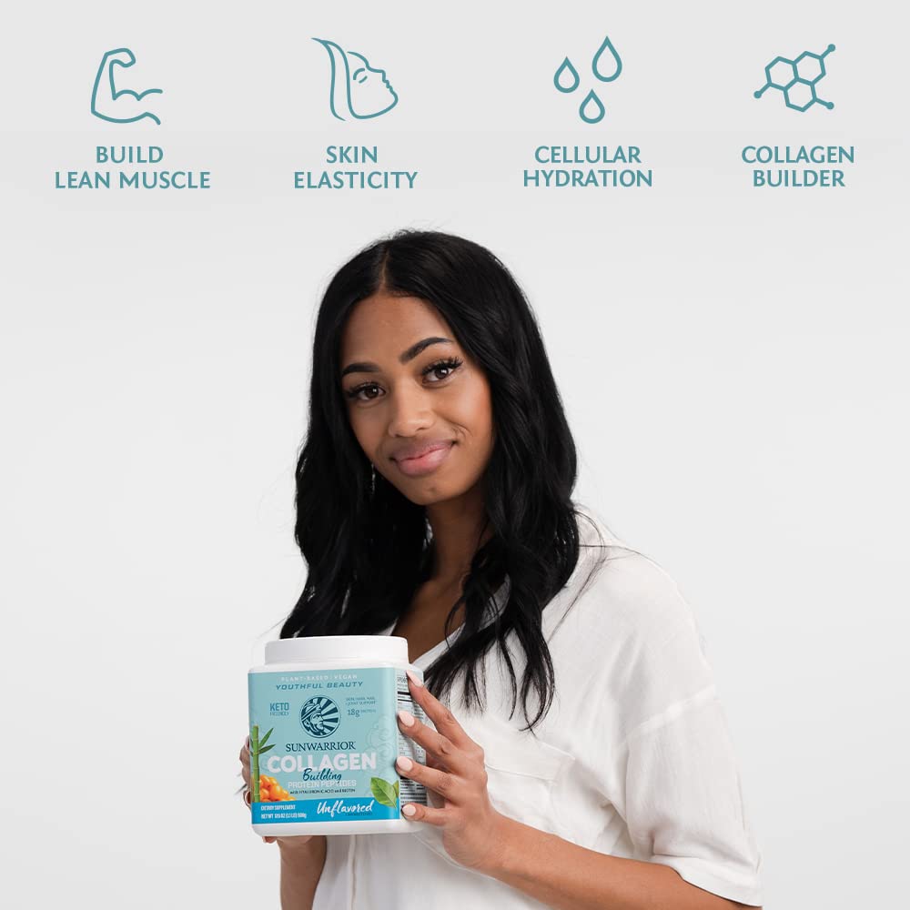 Sunwarrior Vegan Collagen support 500g scoop with powder