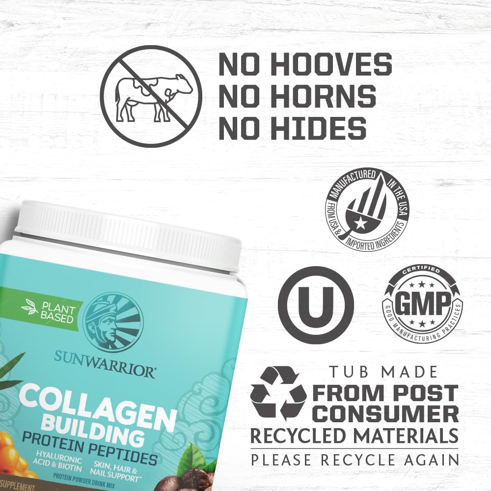 Sunwarrior Vegan Collagen support 500g side view showing packaging details