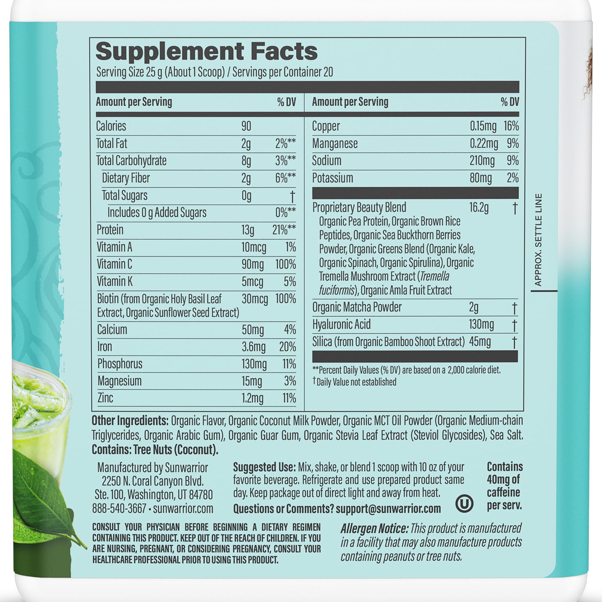 Sunwarrior Vegan Collagen support 621g packaging