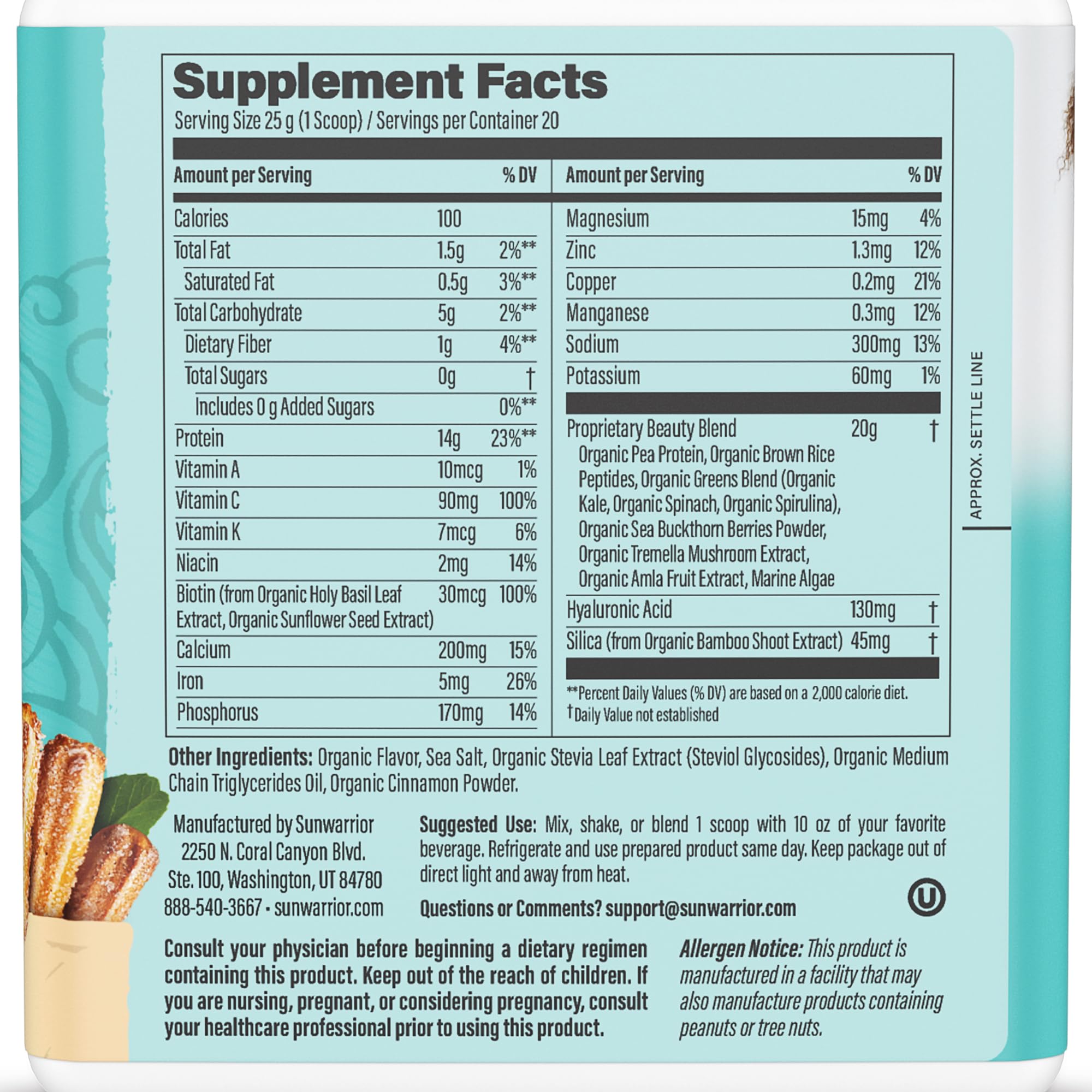 Sunwarrior Vegan Collagen support Powder 500g packaging