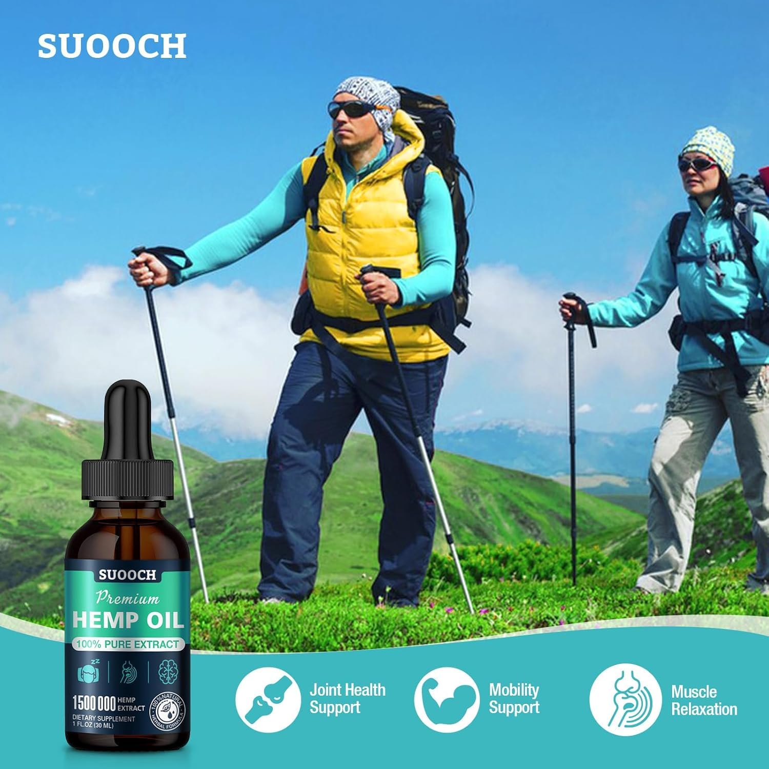 SUOOCH Hemp Oil 200g back view with ingredient list