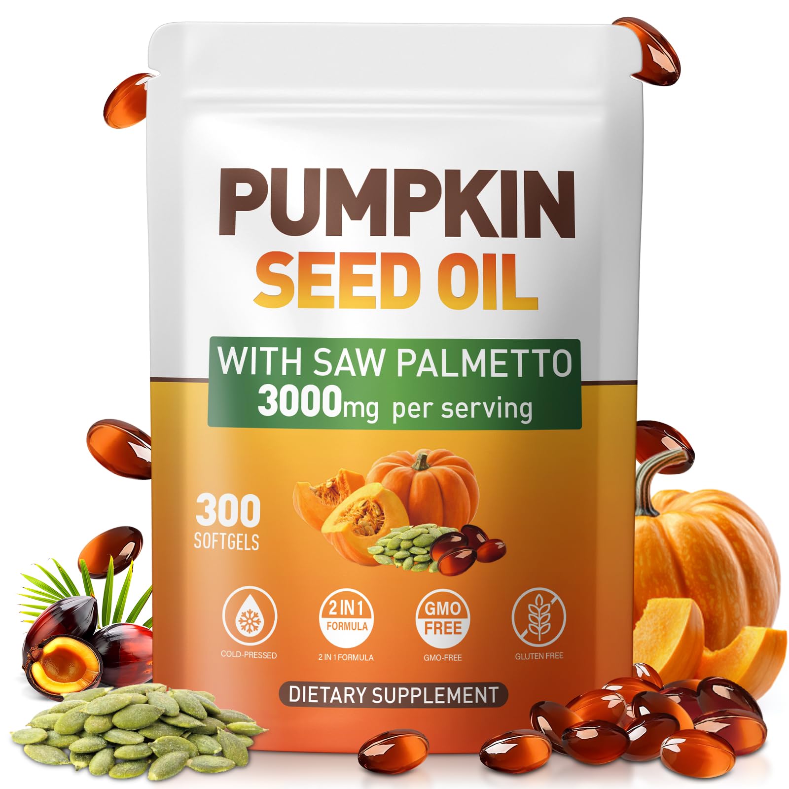 SUOOCH Pumpkin Seed Oil Capsules 3000mg front view