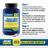 SUPER BETA PROSTATE Advanced Saw Palmetto Supplement with a glass of water