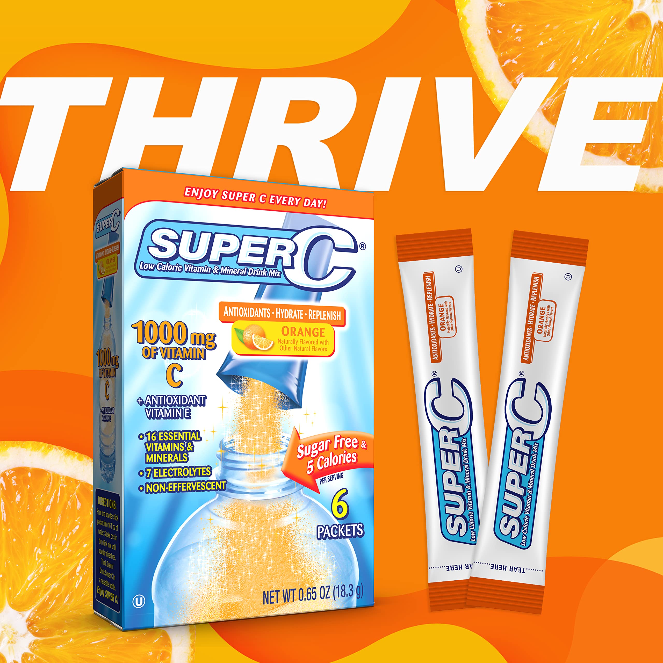 Super C drink mix single packet showing fruit flavour