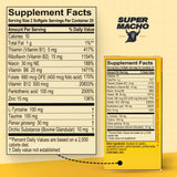 Super Macho Multi-Nutrient Supplement with a glass of water
