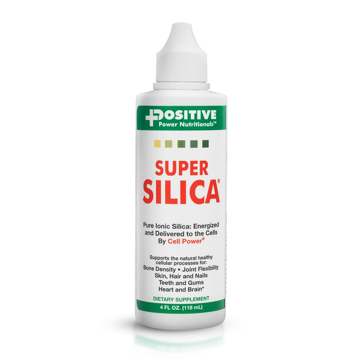 Super Silica Liquid Supplement 4 oz front view with dropper