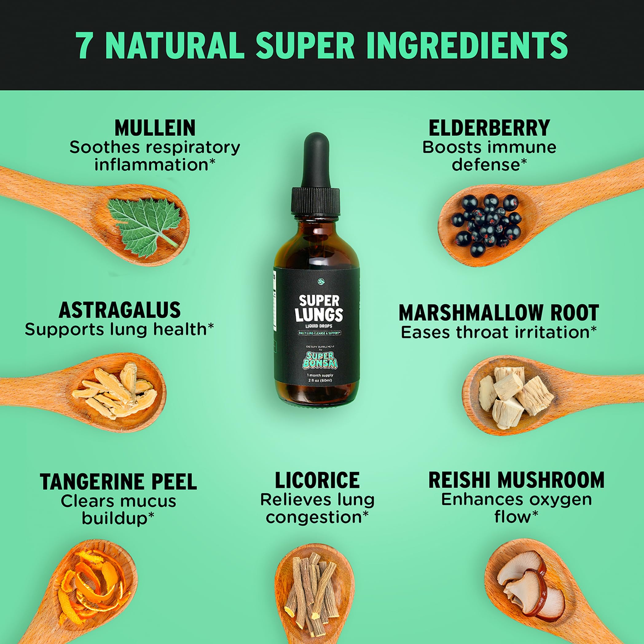 SuperBonsai Super Lungs Herbal Tincture lifestyle scene with beverage