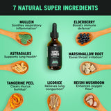 SuperBonsai Super Lungs Herbal Tincture lifestyle scene with beverage
