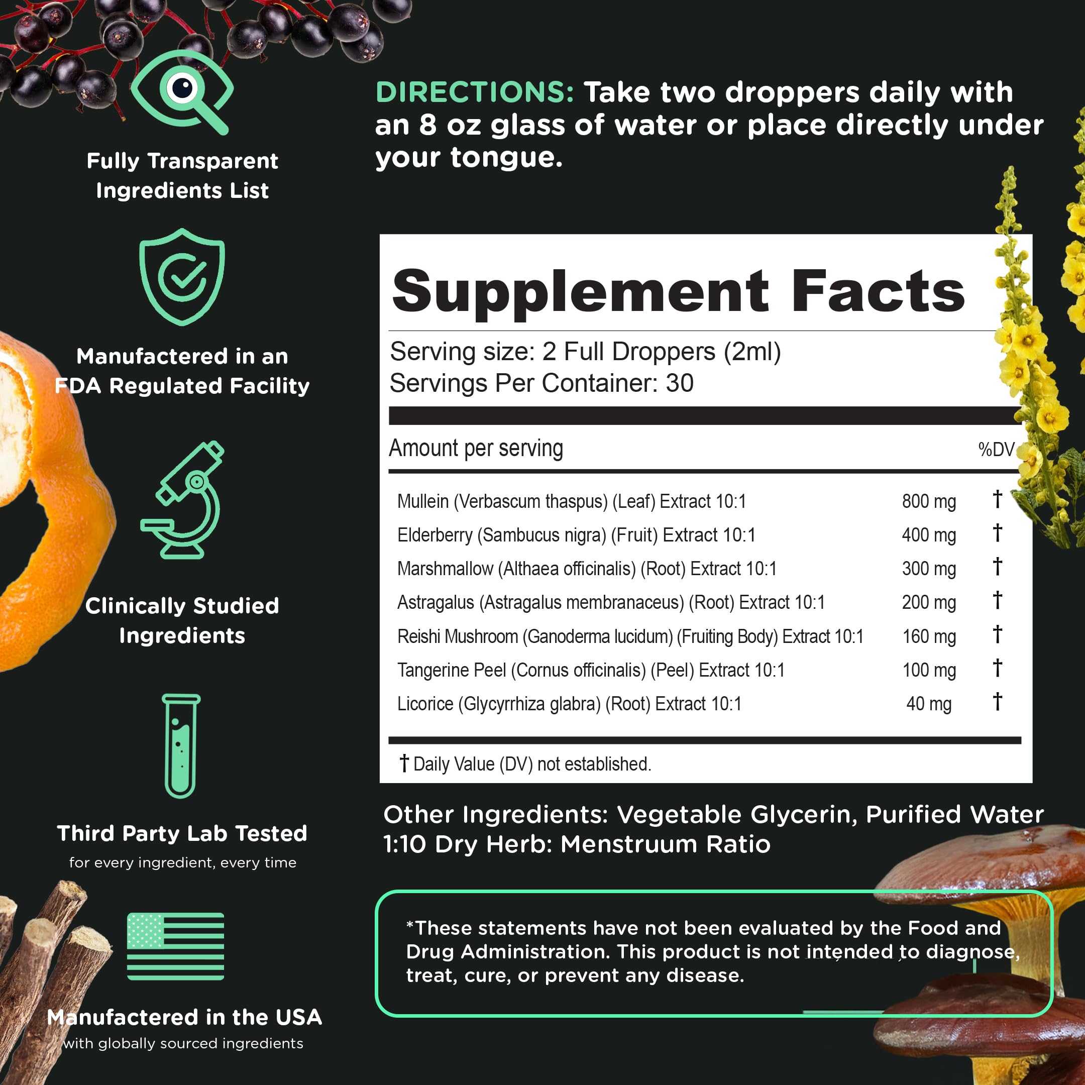 SuperBonsai Super Lungs Herbal Tincture packaging details
