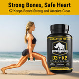 SuperDosing.com Vitamin D3 & K2 capsules in hand
