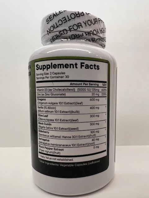 Superfood MD Astragalus Oregano and Garlic Supplement capsules close-up