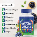 Superfood MD Bilberry Extract Capsules displayed with other herbal supplements