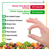 Superfood MD Fruits & Veggies Beta Carotene supplement on a wooden table
