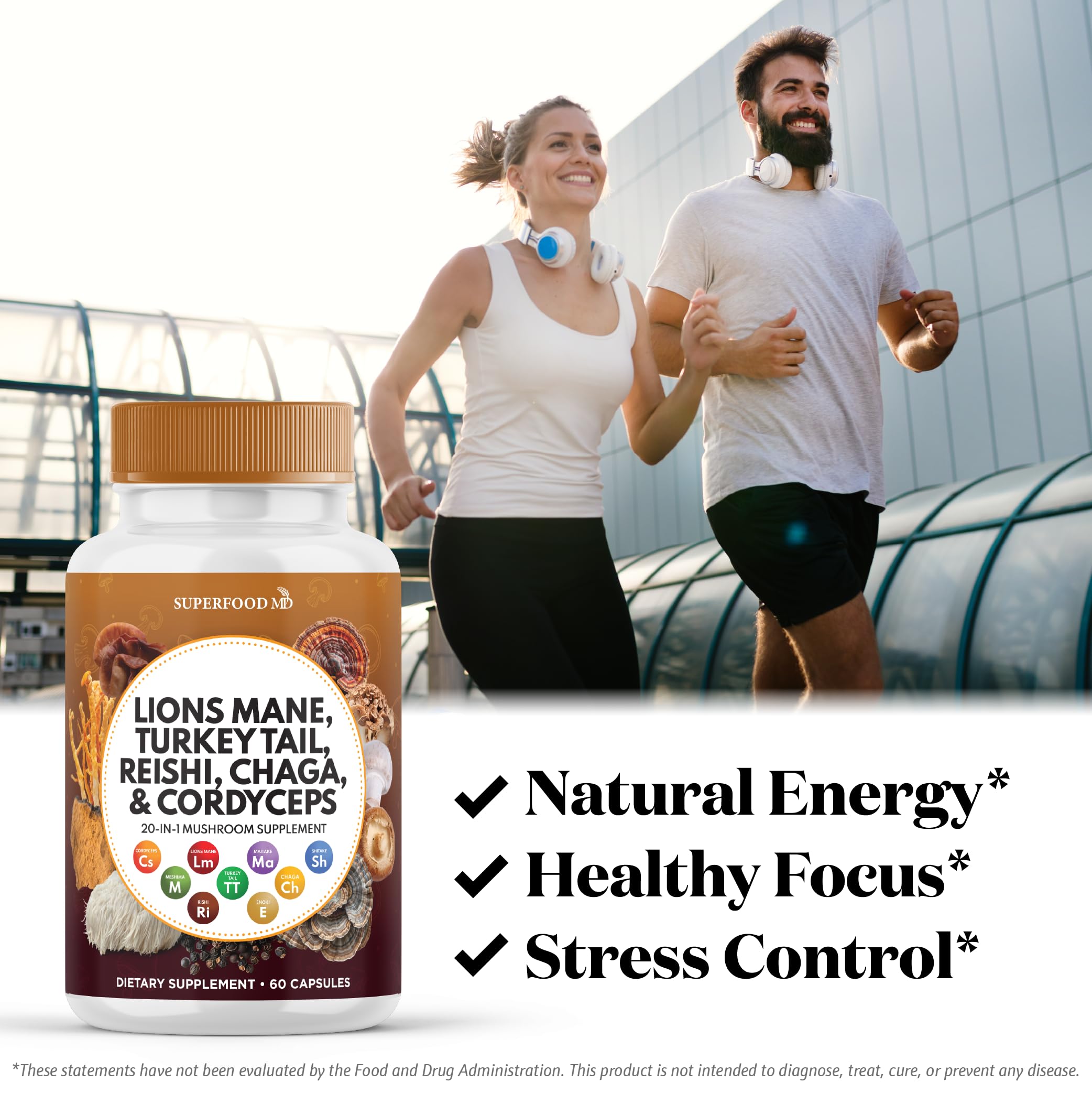 Superfood MD Lions Mane & Marshmallow Root Supplement Capsules bottle with label