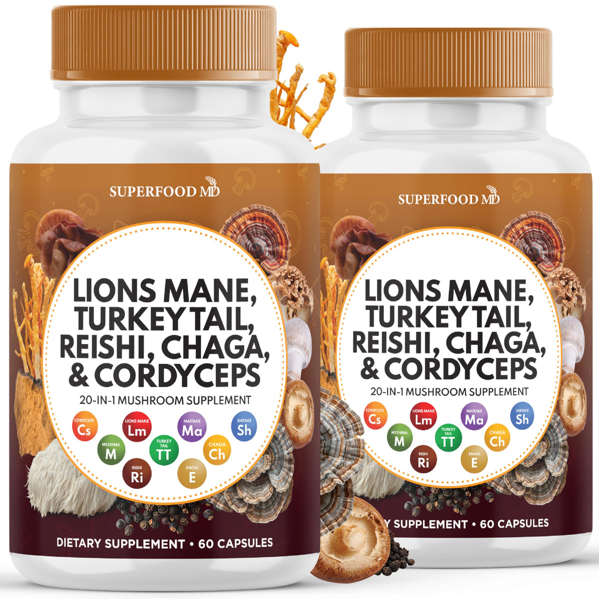 Superfood MD Lions Mane & Marshmallow Root Supplement Capsules front view