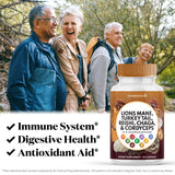 Superfood MD Lions Mane & Marshmallow Root Supplement Capsules on a wooden table