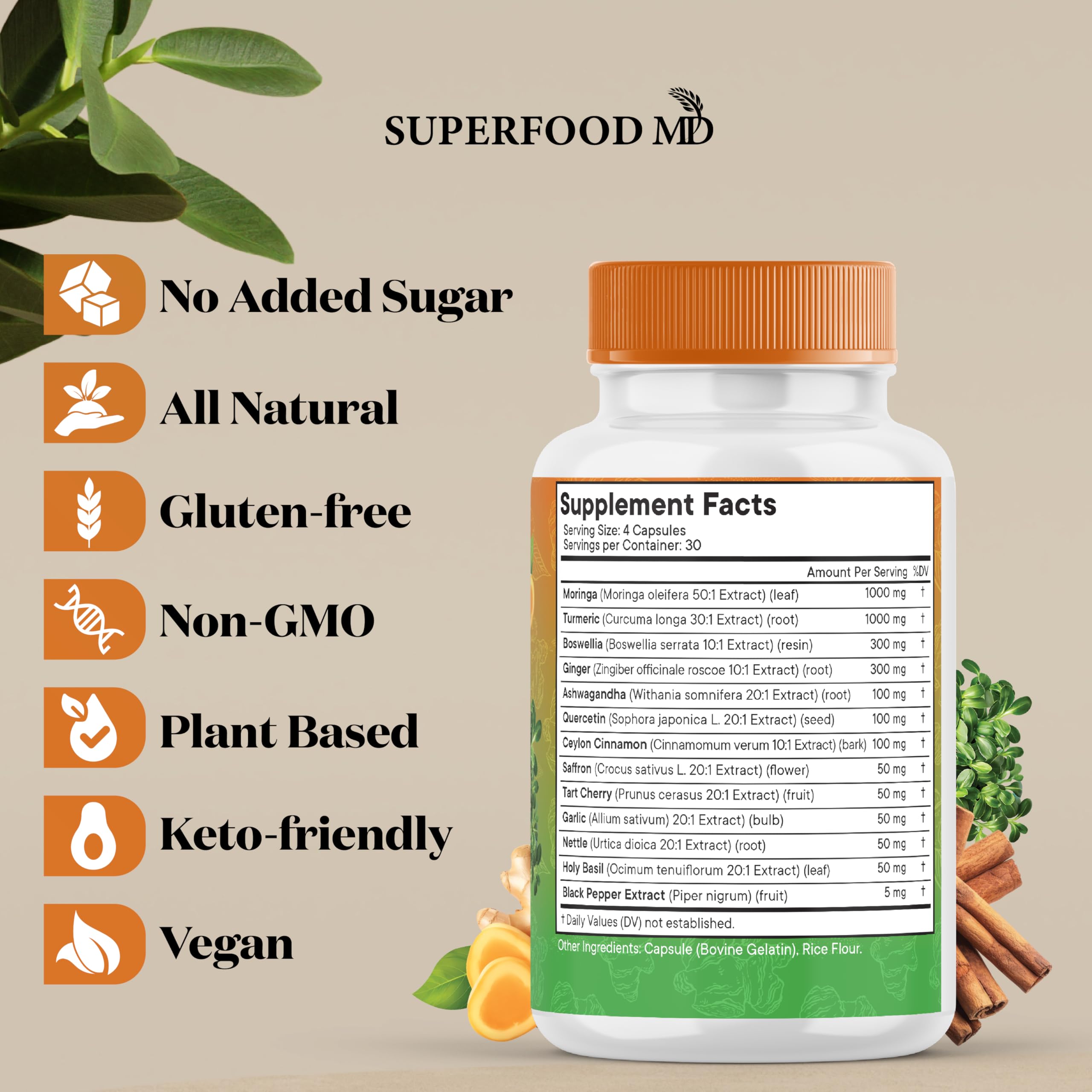Superfood MD Moringa supplement packaging details