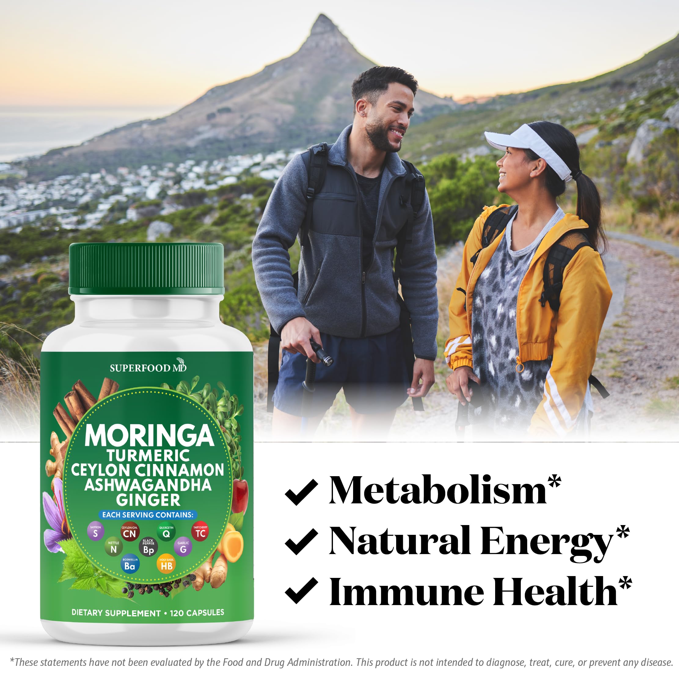 Superfood MD Moringa Turmeric Joint Support Supplement side view