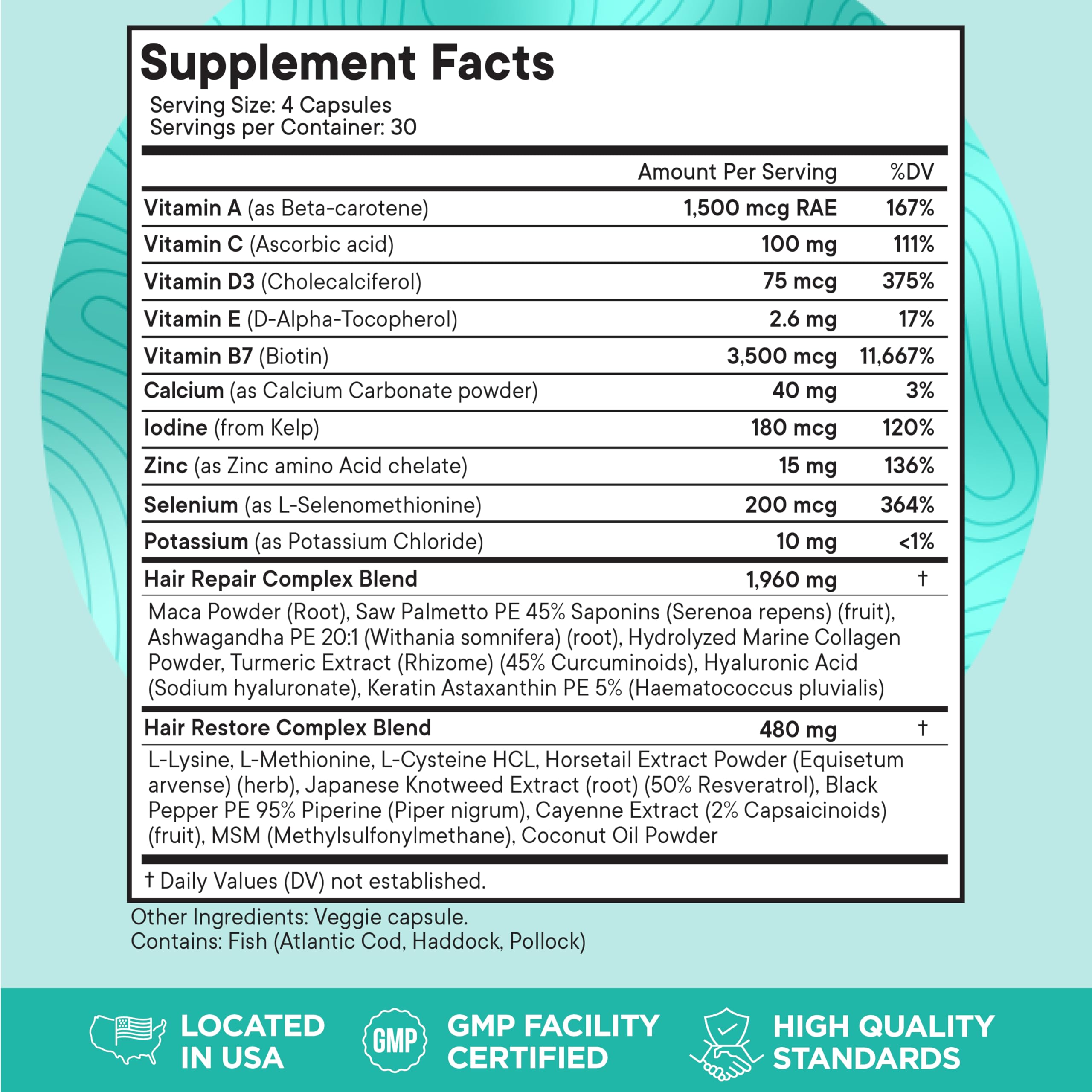 Superfood MD Nutra Women's Hair Growth Supplement ingredients list