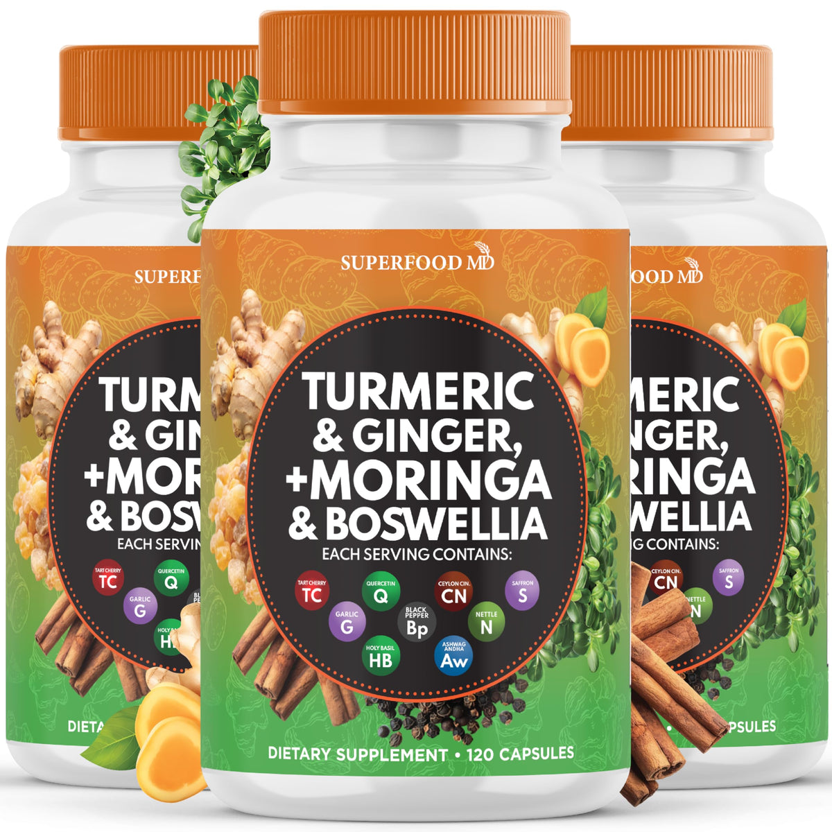 Superfood MD Toringa Moringa & Turmeric Supplement front view