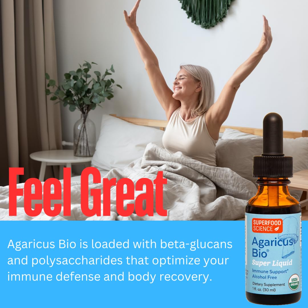Superfood Science Agaricus Bio Super Liquid 30ml label close-up