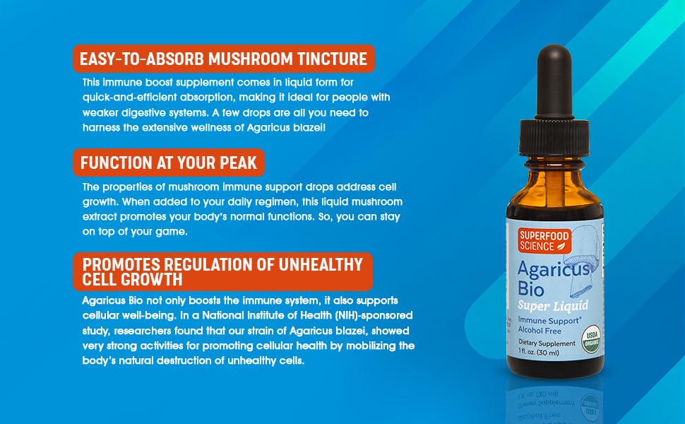 Superfood Science Agaricus Bio Super Liquid 30ml packaging