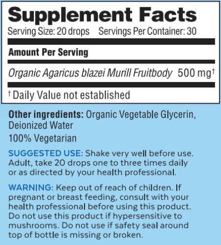 Superfood Science Agaricus Bio Super Liquid 30ml with measuring dropper