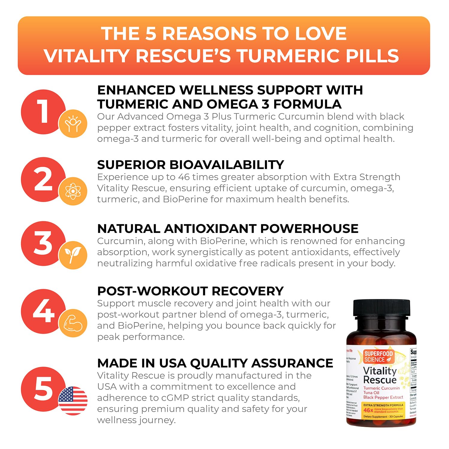 Superfood Science Vitality Rescue Omega-3 + Turmeric capsule close-up