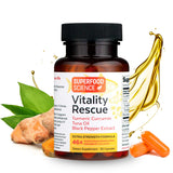Superfood Science Vitality Rescue Omega-3 + Turmeric supplement front view