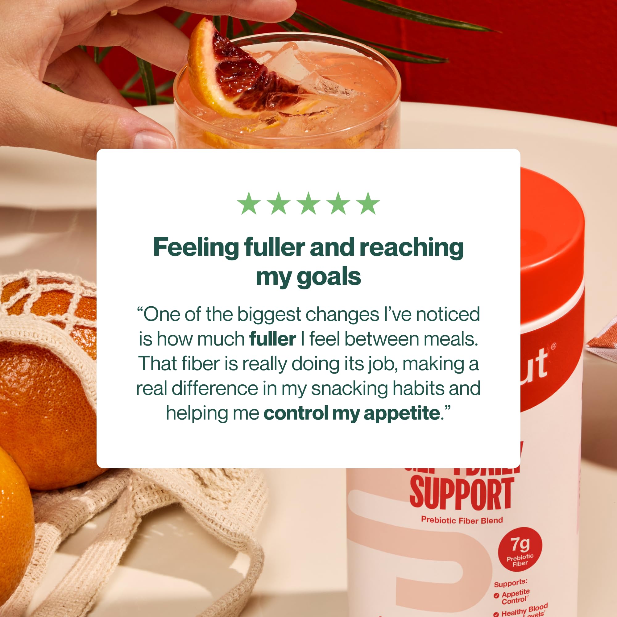 Supergut Blood Orange GLP-1 support packaging with a measuring spoon