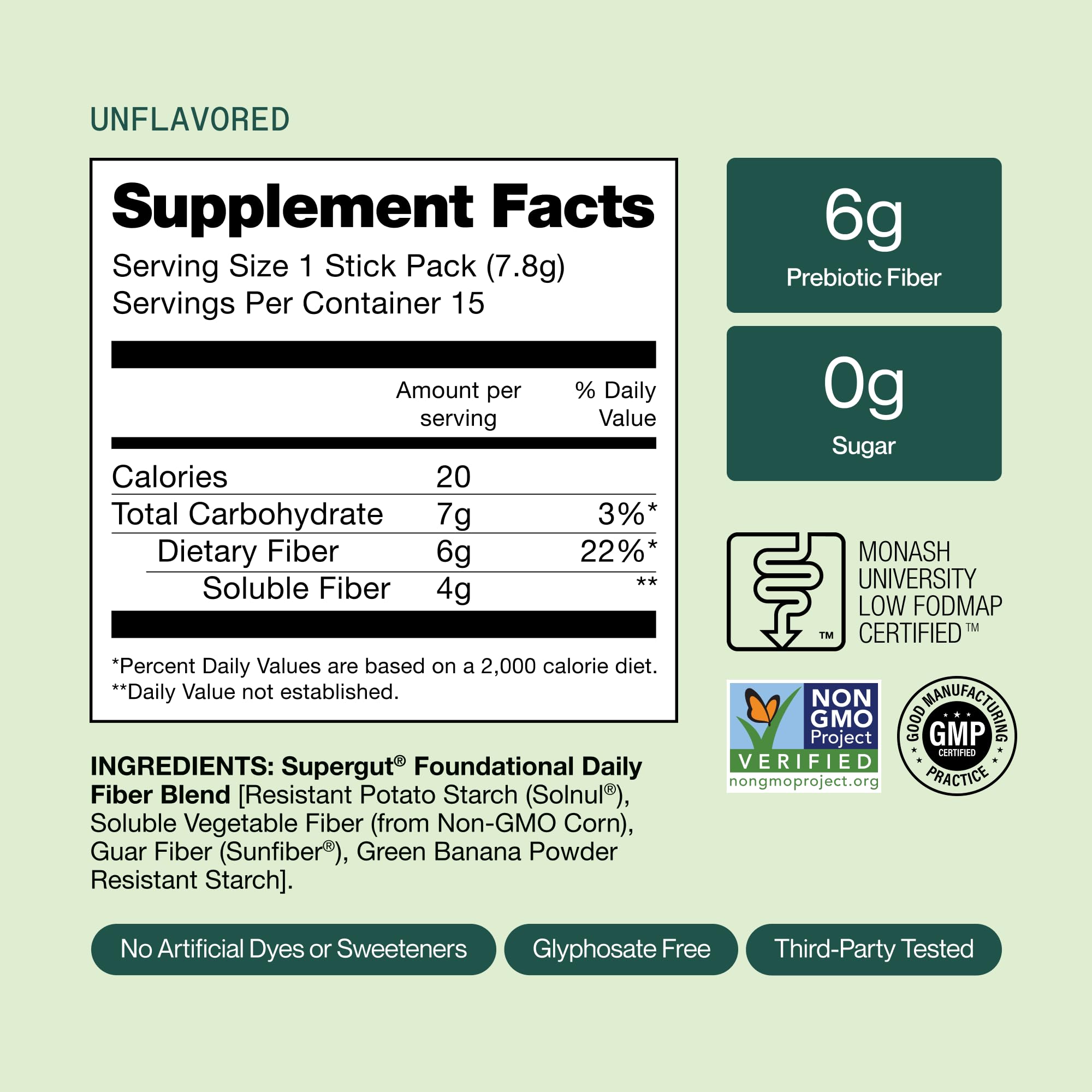Supergut Foundational Daily Fiber 136g nutritional information
