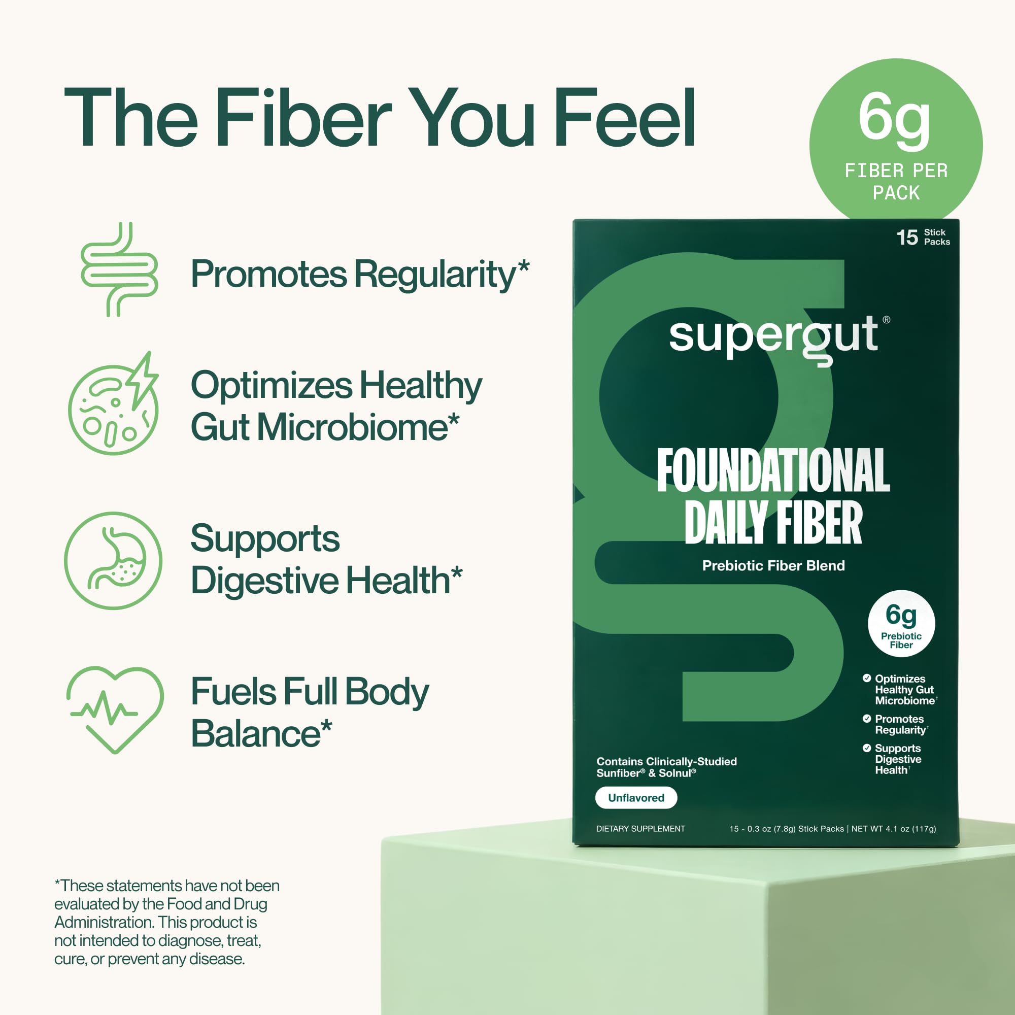 Supergut Foundational Daily Fiber 136g stick pack back view