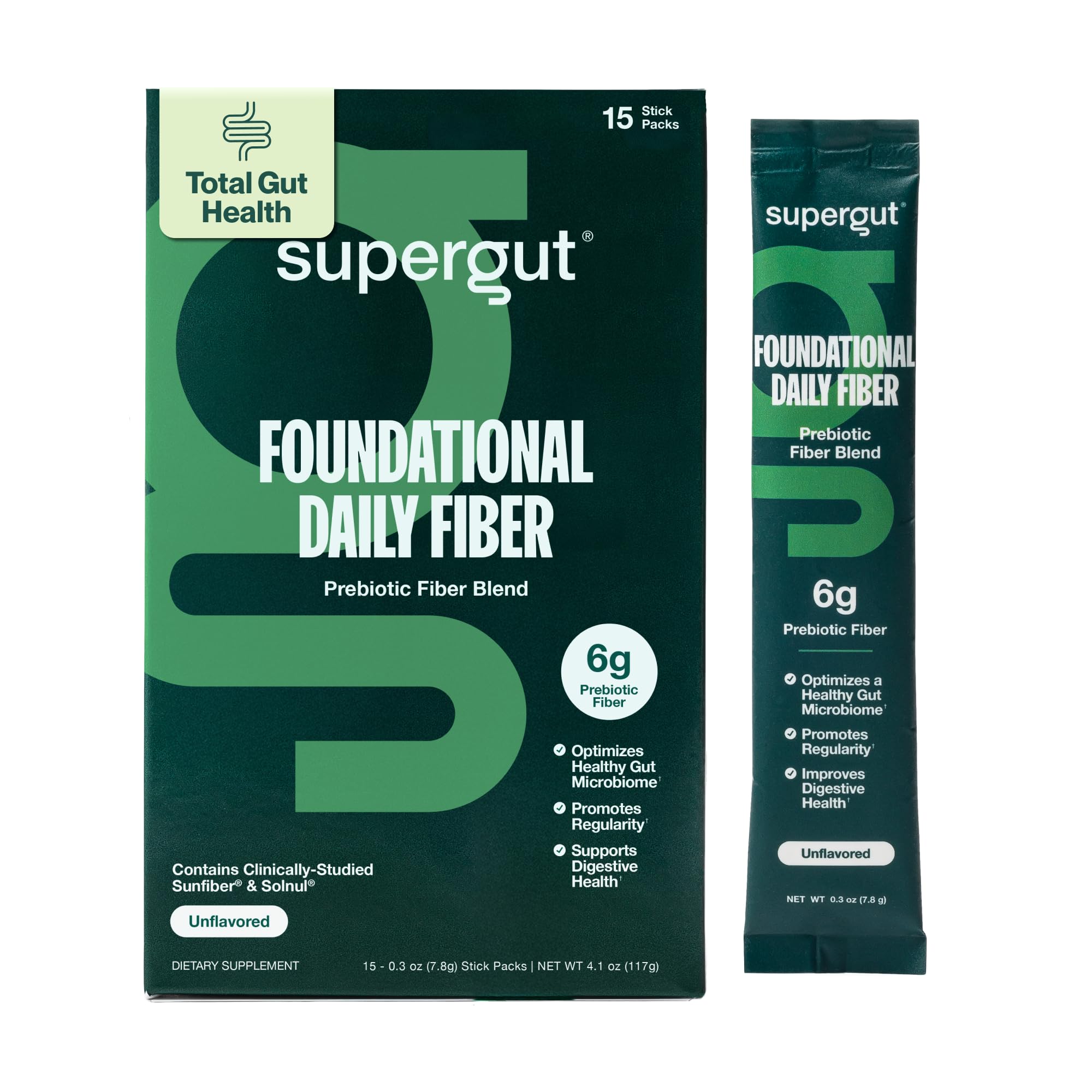 Supergut Foundational Daily Fiber 136g stick pack front view