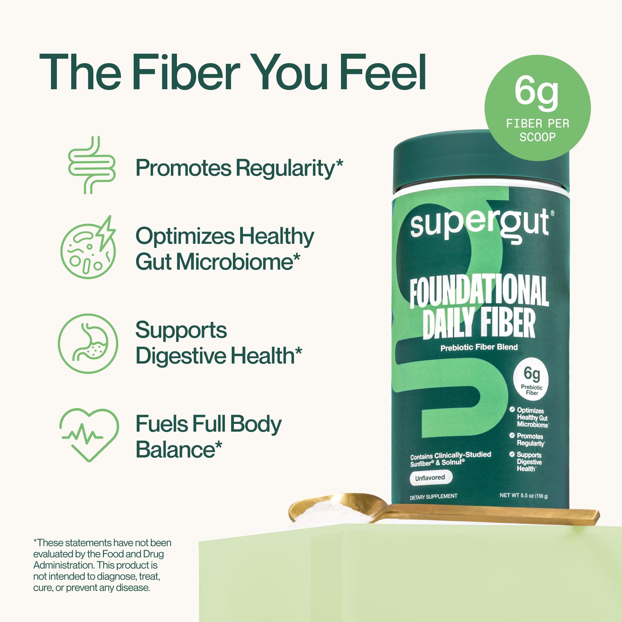 Supergut Foundational Daily Fiber Powder 156g packaging side view