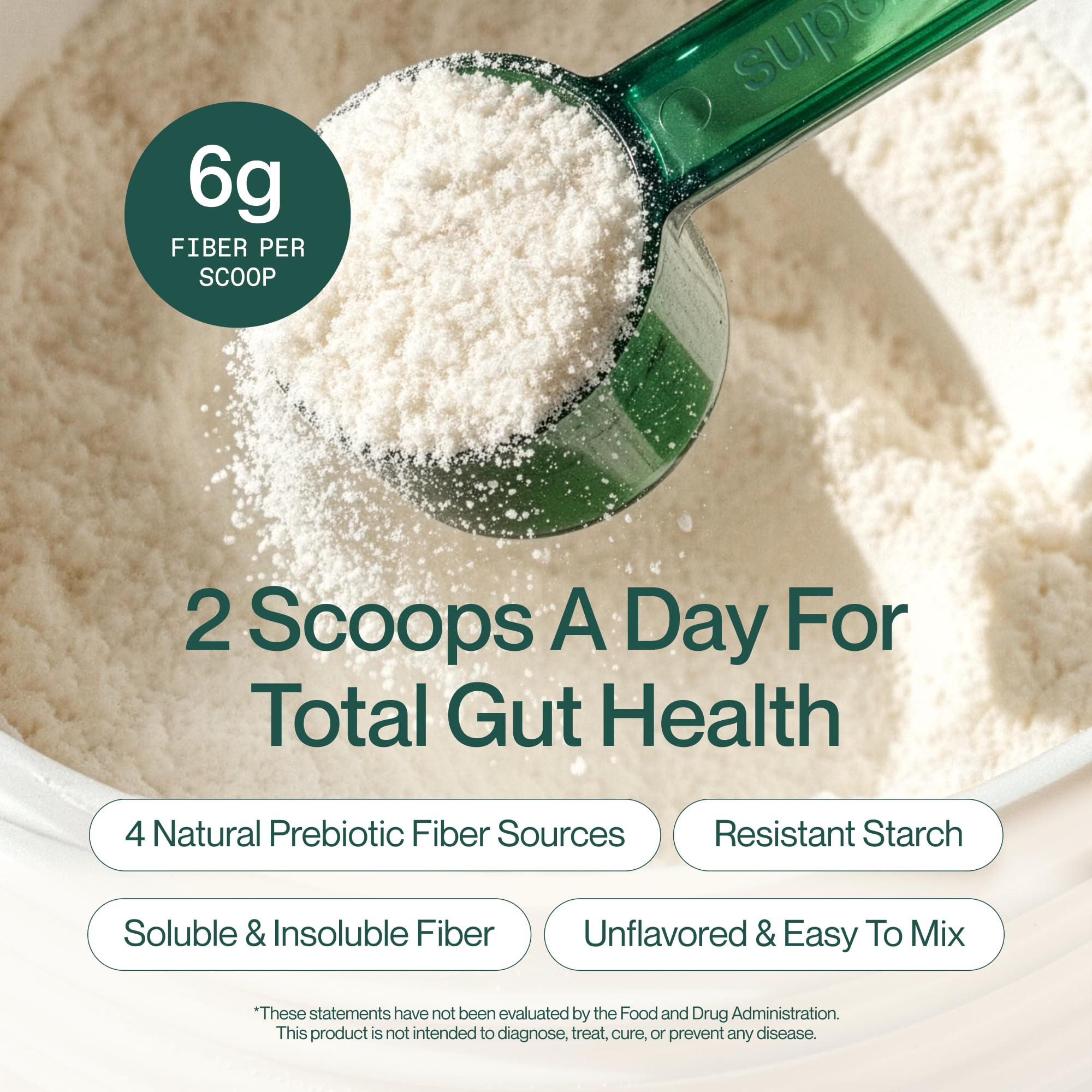 Supergut Foundational Daily Fiber Powder 170g Berry-Bright mixed in a smoothie