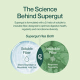 Supergut Foundational Daily Fiber Powder Tropical Peach Mango mixed in a smoothie