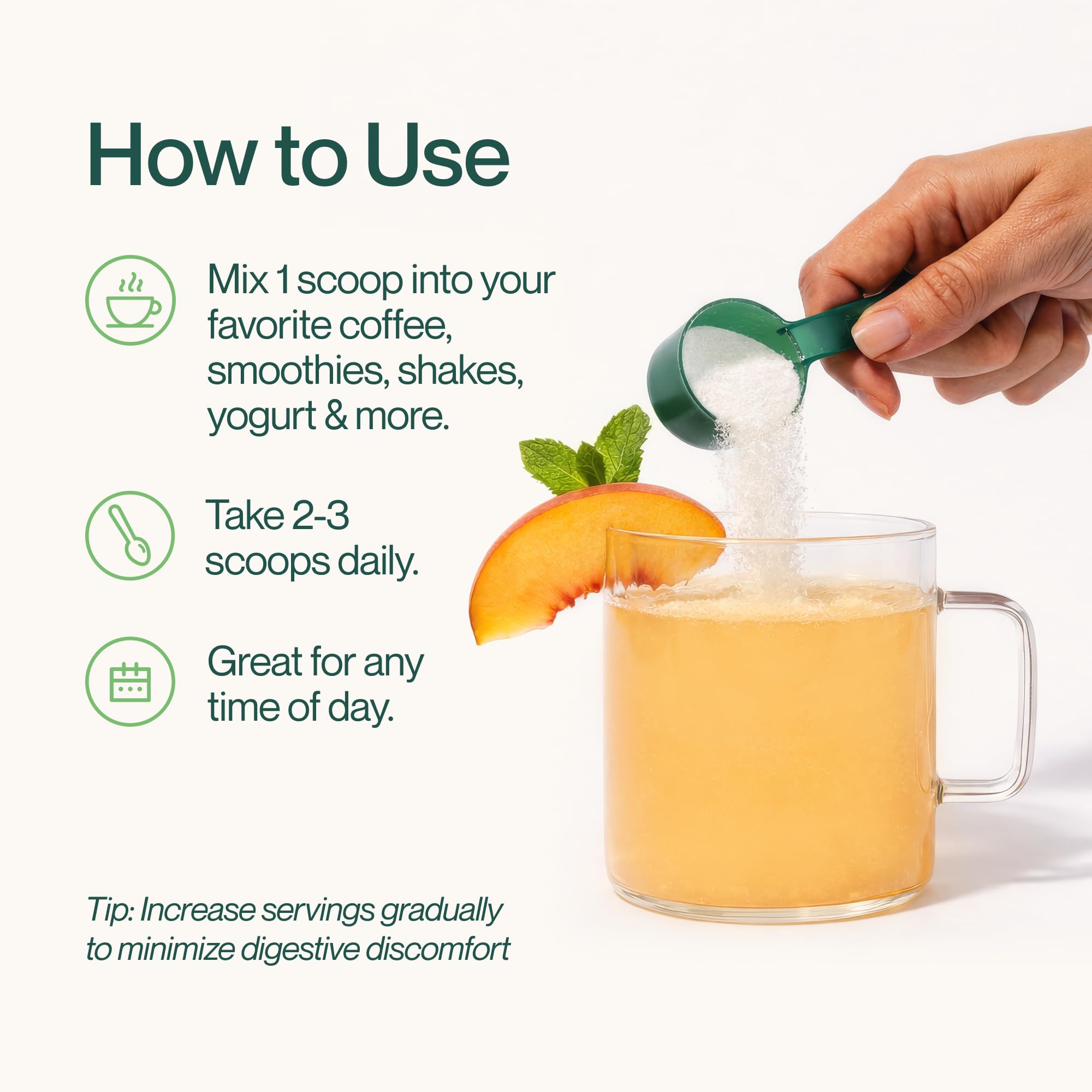 Supergut Foundational Daily Fiber Powder Tropical Peach Mango serving suggestion