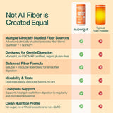 Supergut Foundational Daily Fiber Powder Tropical Peach Mango with fresh mango and peach